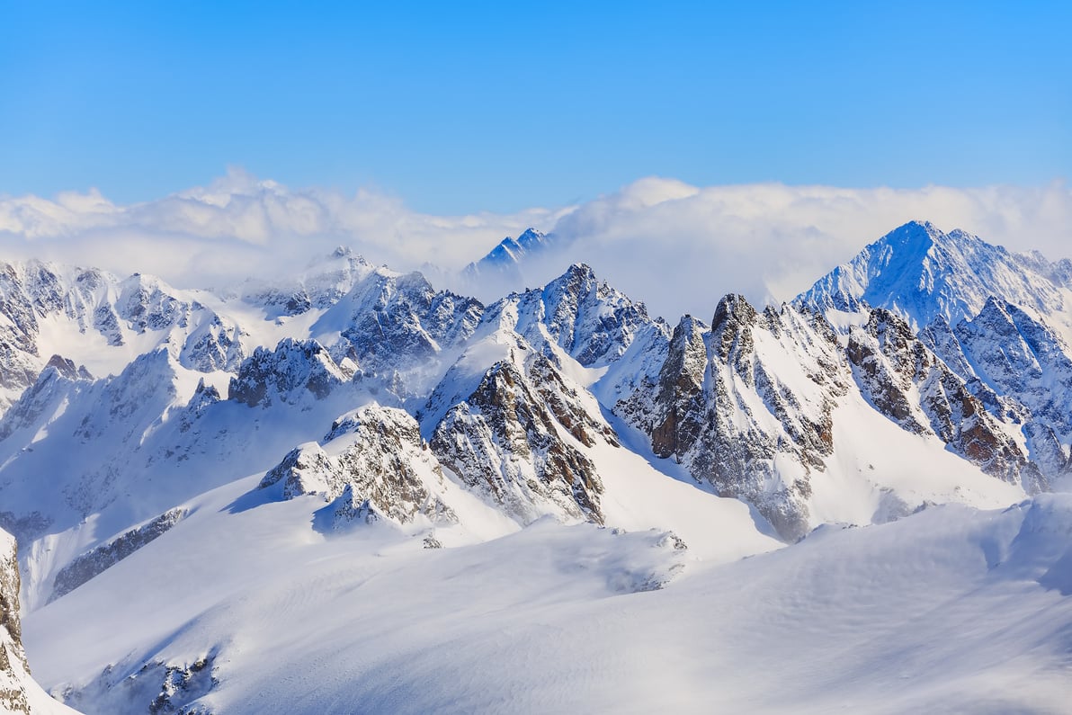 Landscape Of Snow Mountains And Snowy Peaks